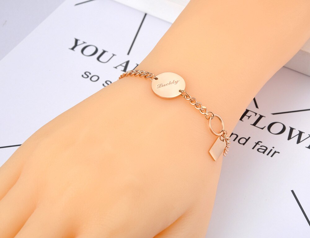 Lokaer Trendy Titanium Stainless Steel Chain & Link Female Bracelets Bangle Boho Luckly Charm Bracelet For Women Girls B20058