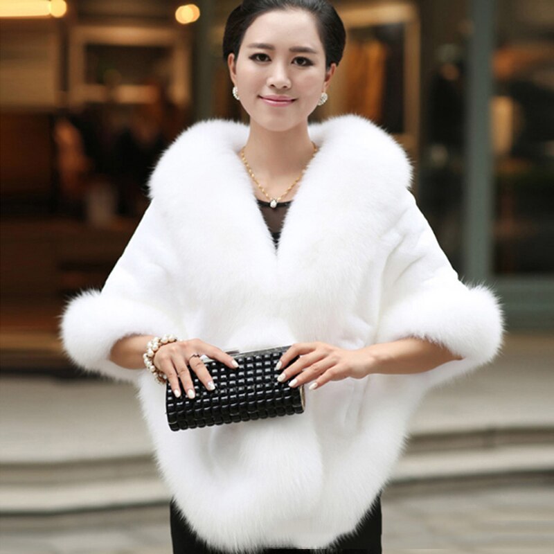 Luxus Elegante Frauen Faux Nerz Kaschmir Winter Warme Pelz Mantel Schal Cape Solid Damen Faux Pelz Pashmina Poncho