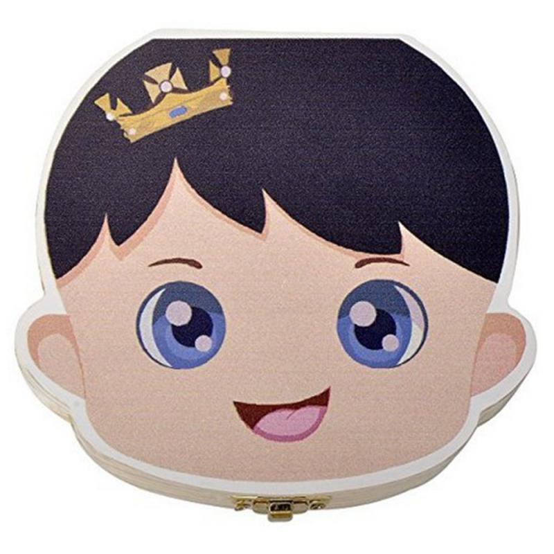 Baby Spanish English Wooden Tooth Box Organizer Boys Girls Infant Baby High Teeth Case Souvenirs For Children Kids