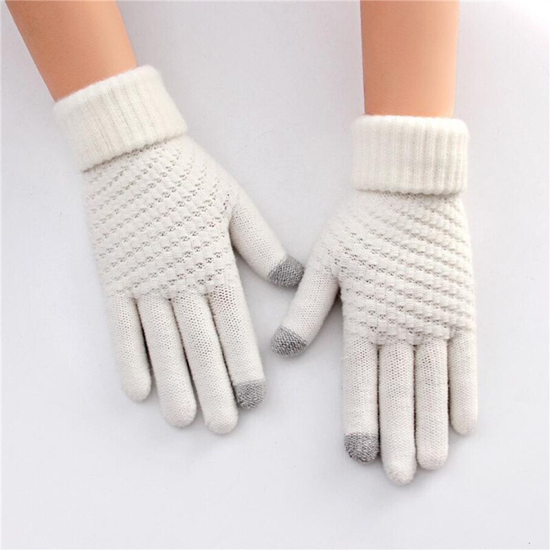 Winter touchscreen handschoenen dames heren warme stretch gebreide wanten imitatie wol lange vinger handschoenen dames haakwerk dikker