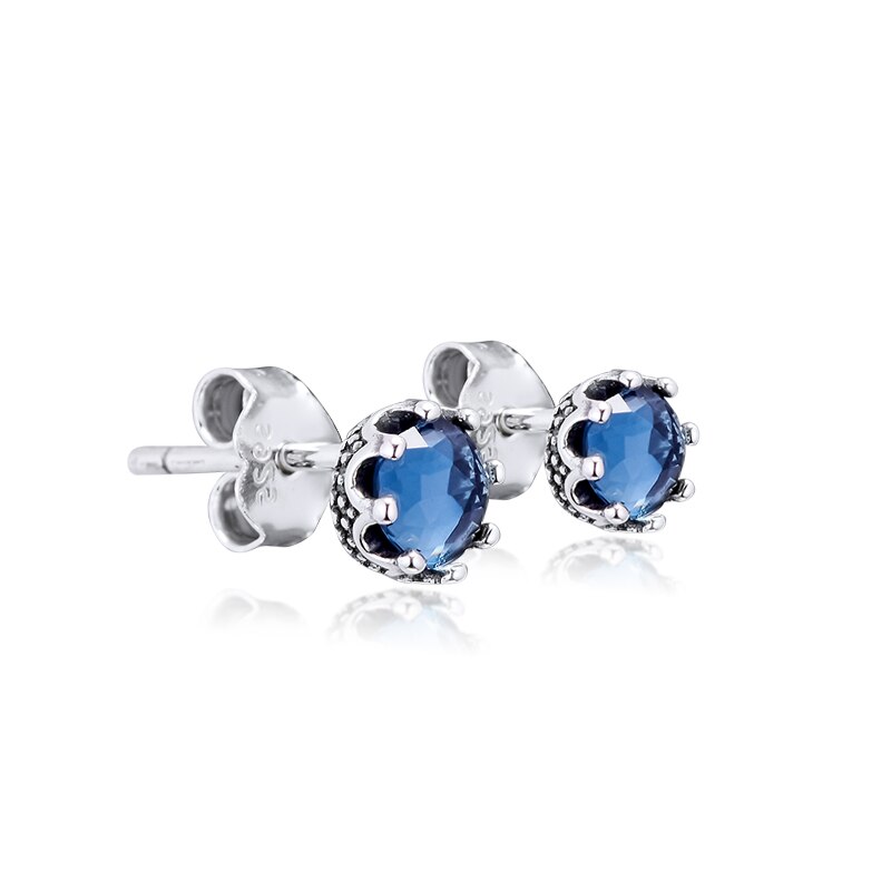 Blau Funkelnden Krone Zucht Ohrringe 925 Sterling Silber Schmuck Für Frau Machen hoch Weibliche Ohrringe Partei Schmuck