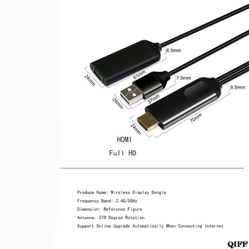 WiFi Wireless Mirror Casting Display Screen Shared Dongle Cable TV Stick 1080P HD Miracast DLNA for PC Laptop Phones TV Aug. 14