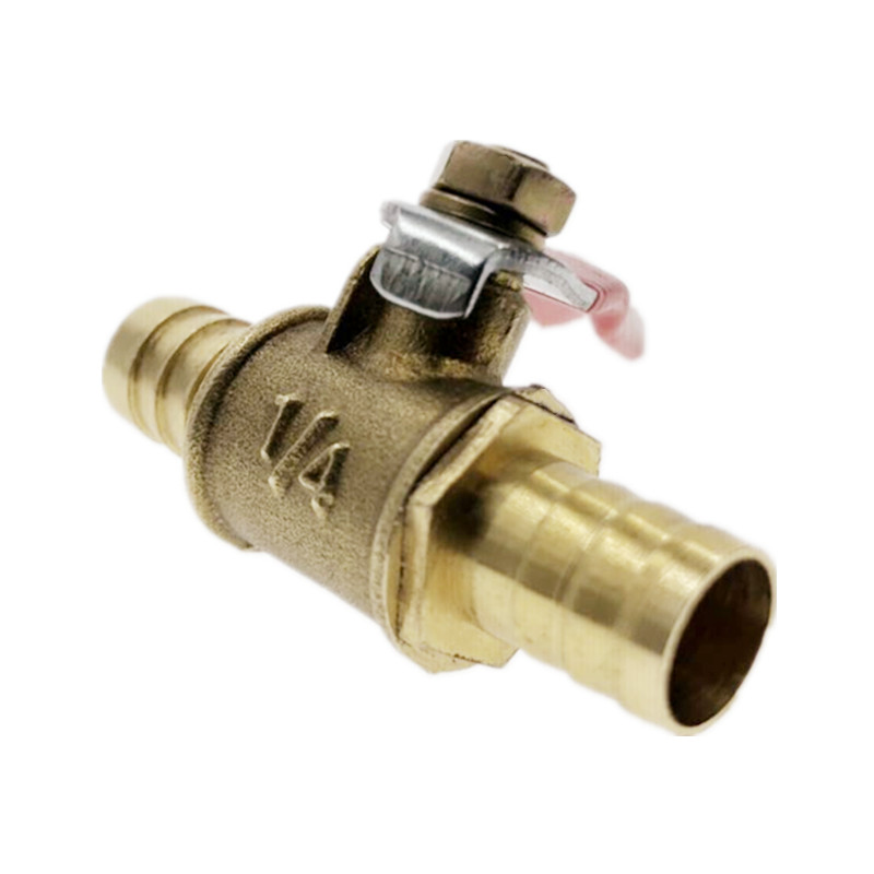 Rødt håndtak ventil 6mm-12mm slange barb inline messing vann olje luft gass drivstoff linje avstengning kuleventil rørbeslag