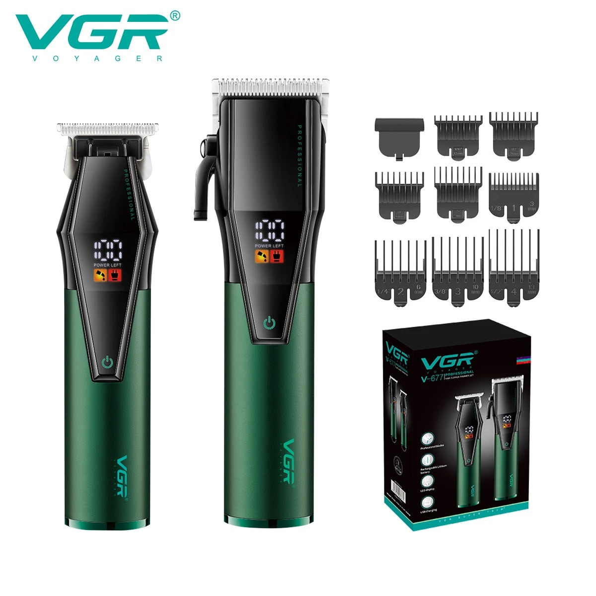 VGR Haarschneider Professioneller Haarschneider Friseur Einstellbare Haarschneidemaschine Elektrischer Haarschneider Wiederaufladbarer Trimmer für Männer V-677