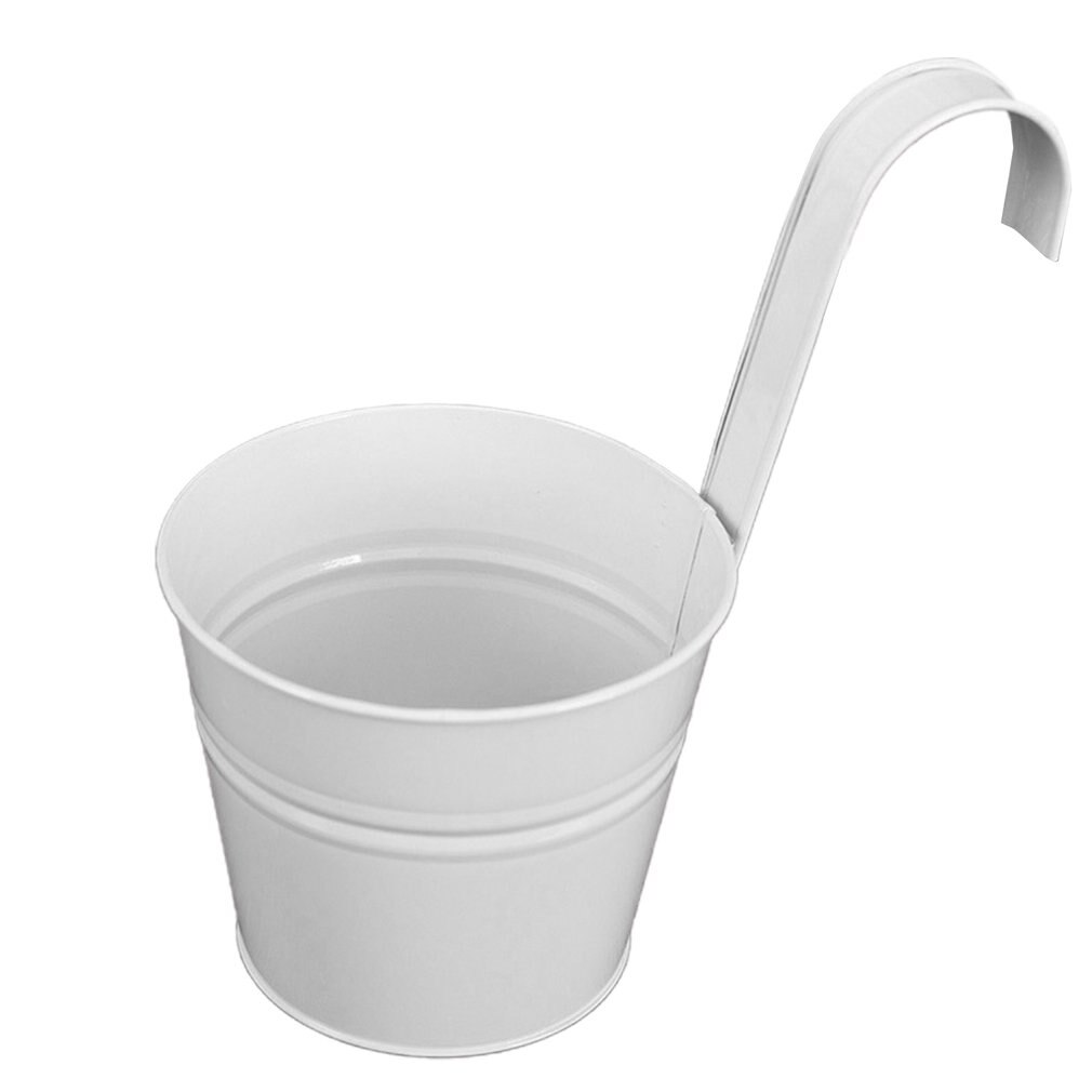 Kleur Metalen Opknoping Emmer Groene Plant Bloem Container Kan Hangen Bloempot Simulatie Bloem Persoonlijkheid Opknoping Pot Emmer: White