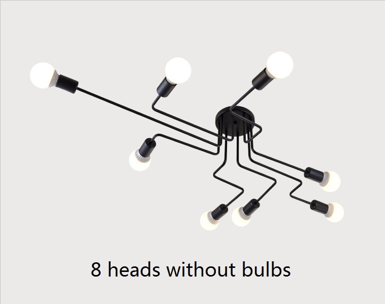 Led ljuskrona belysningsarmaturer lyster vintage led lampa industrikök vardagsrum svart avize modern plafonnier nattlampa: 8 huvuden