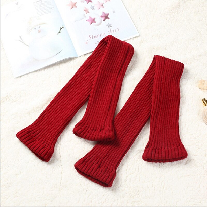 Leg Warmers Women Warm Knee High Winter Knit Solid Crochet Socks Warm Boot Beenwarmers Long Socks: red