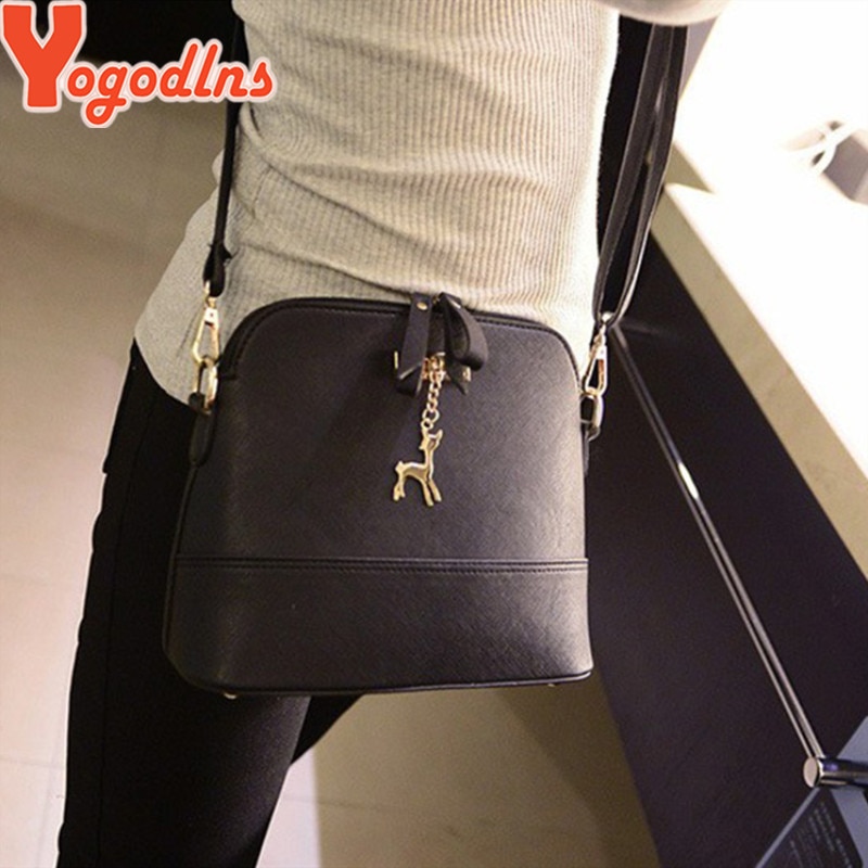 Yogodlns Vintage Nubuck Leer Vrouwen Tassen Mode Kleine Shell Tas Met Herten Speelgoed Vrouwen Schoudertas Winter Casual Crossbody Tas