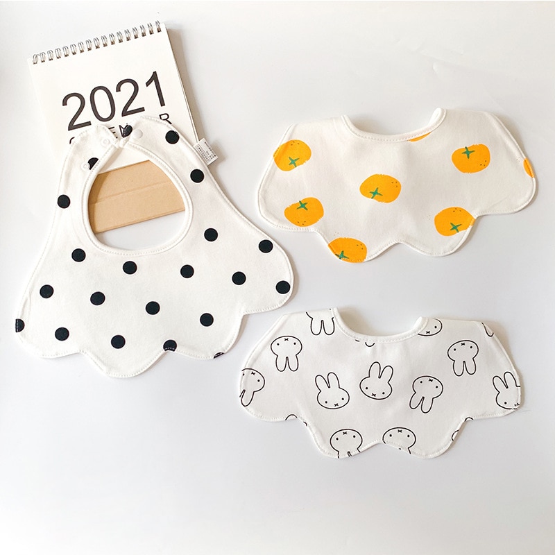 Baberos de algodón de doble capa para bebé, impermeable, delantal de alimentación para niños y niñas, toalla, Bandana, accesorios para bebés de 0 a 24 meses, 3 unids/lote: 019