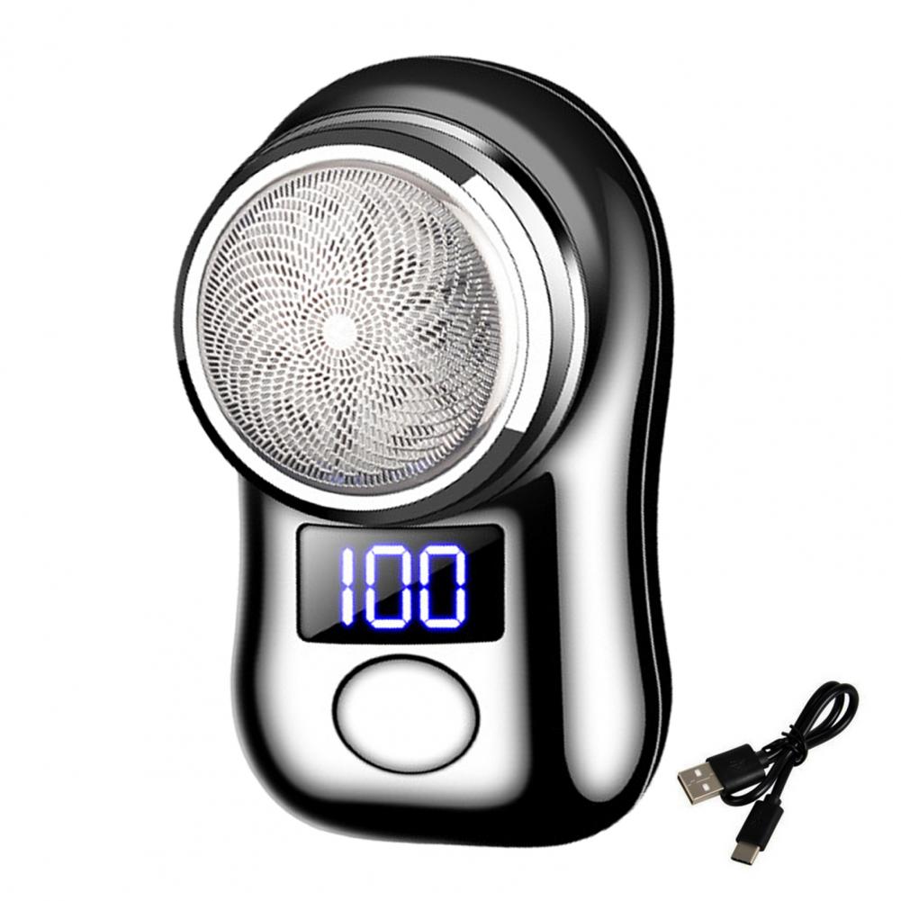 Beard Trimming Device Usb Rechargeable Portable Electric Shaver with Led Battery Display for Men Waterproof Mini Travel Rotary: green