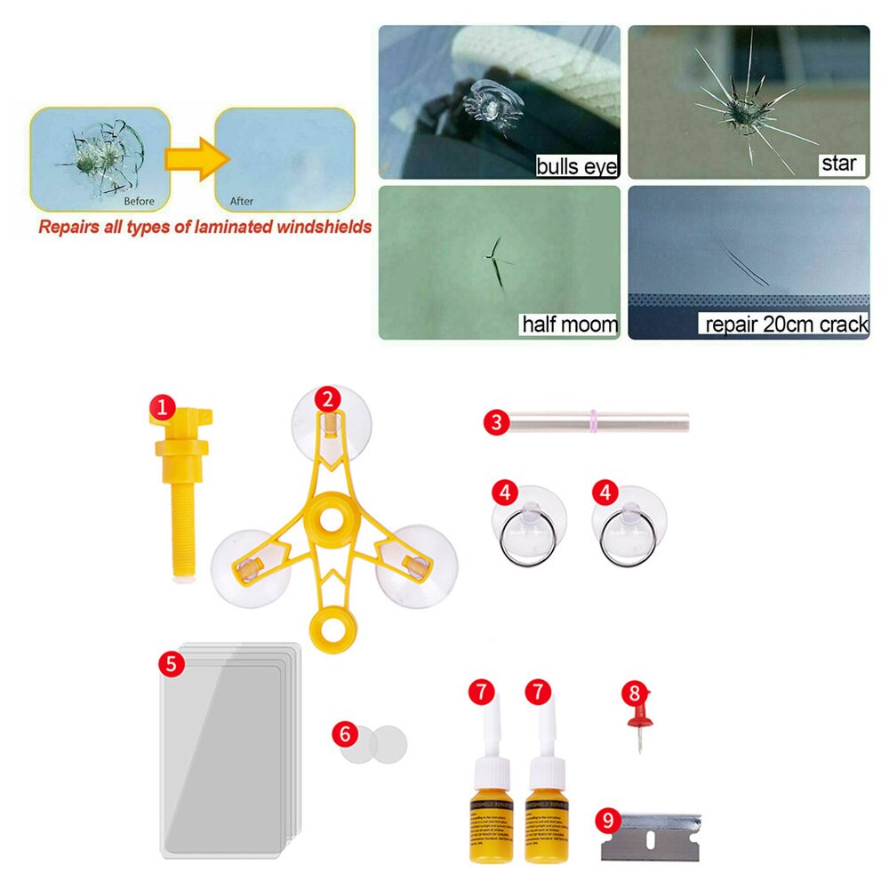 Univwesal 12*3*22.3cm auton tuulilasin halkeaman korjaus diy kit siru ikkuna lasi tuulilasi naarmu auton tarvikkeet