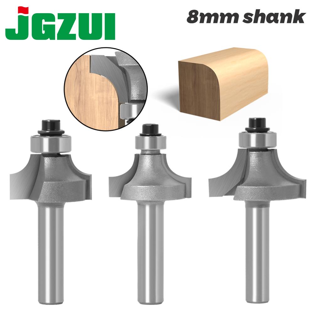 3pc 8mm Shank Round-Over Router Bits for wood Woodworking Tool 2 flute endmill with bearing milling cutter Corner Round Over Bit