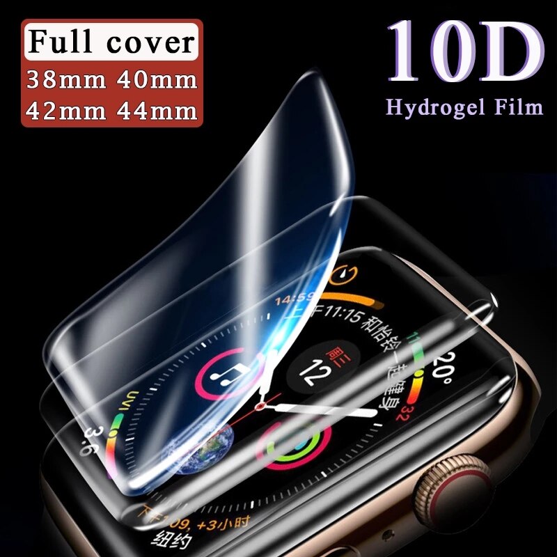 Couvercle de protection pour Apple Watch, 40mm, 44mm, 38mm, 42mm, coque plein écran 3D pour Apple Watch série 6 SE 5 4, PET et PMMA pour iwatch 3 2 1