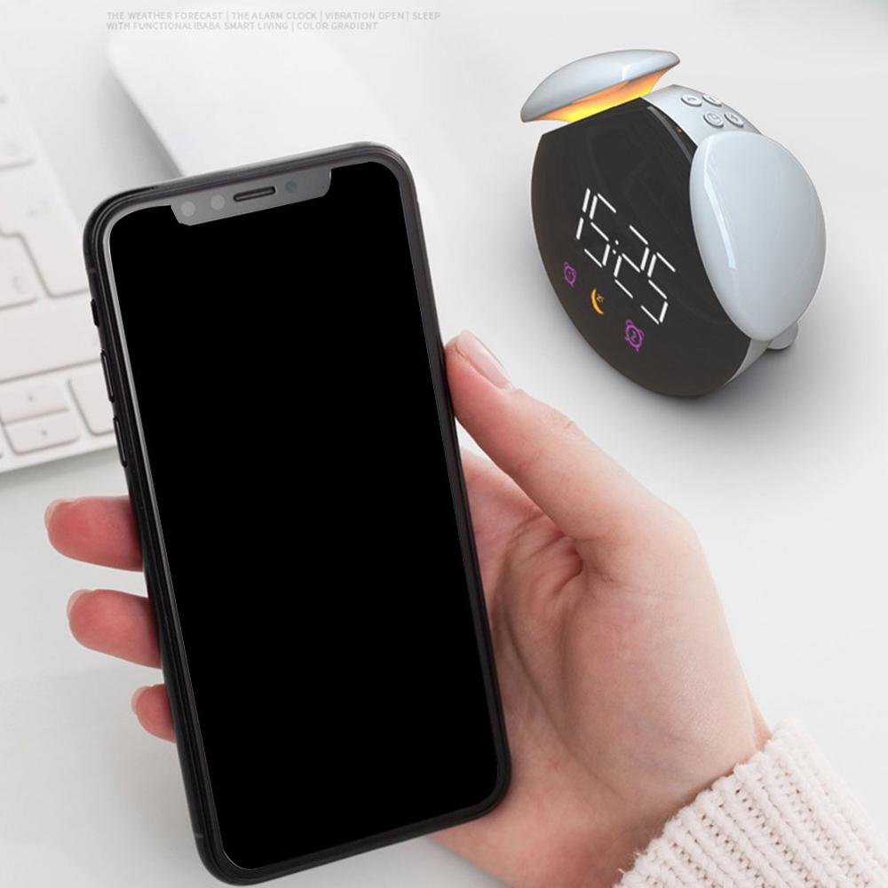 Lámpara de luz de pronóstico del tiempo, pequeño reloj despertador, inducción inteligente, lámpara de setas coloridas, reloj despertador divertido, reloj Digital Led