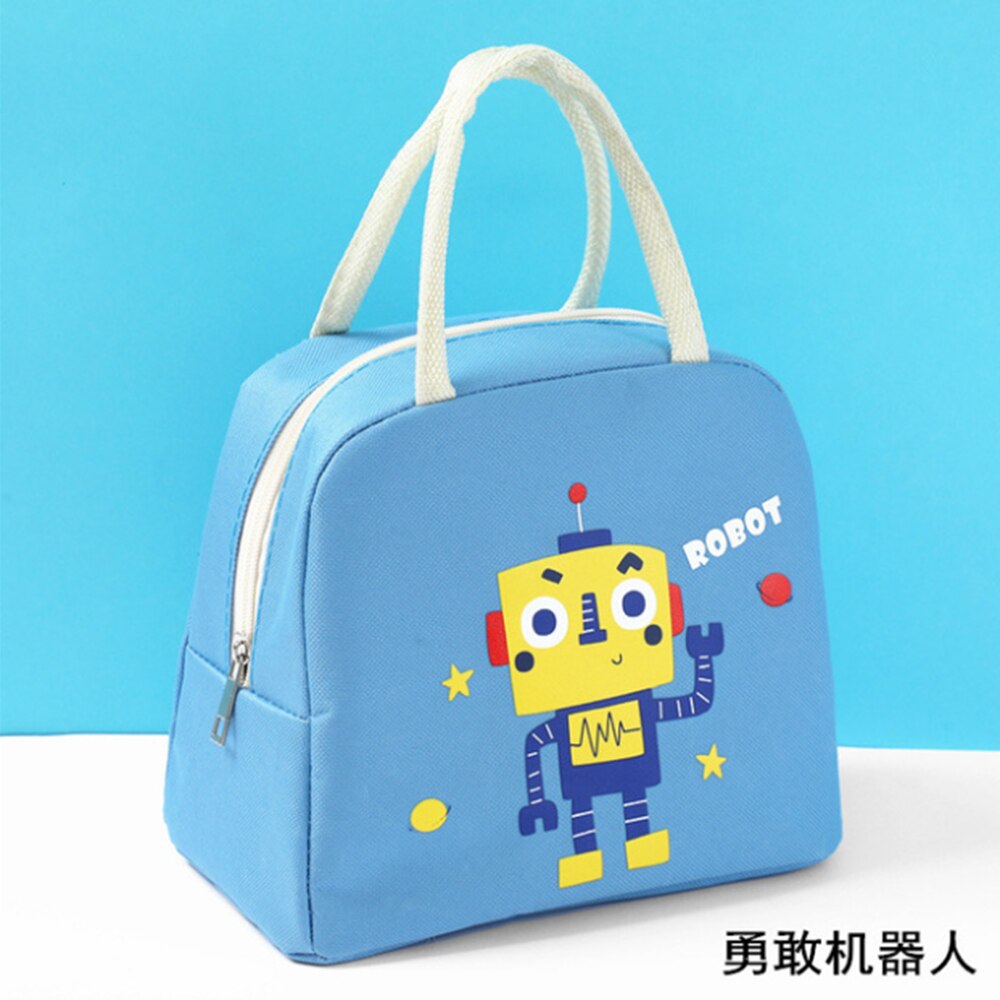 Cartoon Lunch Tas Isolatie Zak Oxford Doek Lunch Tas Met Rijst Dier Patroon Draagbare Lunchbox Tas: Blauw