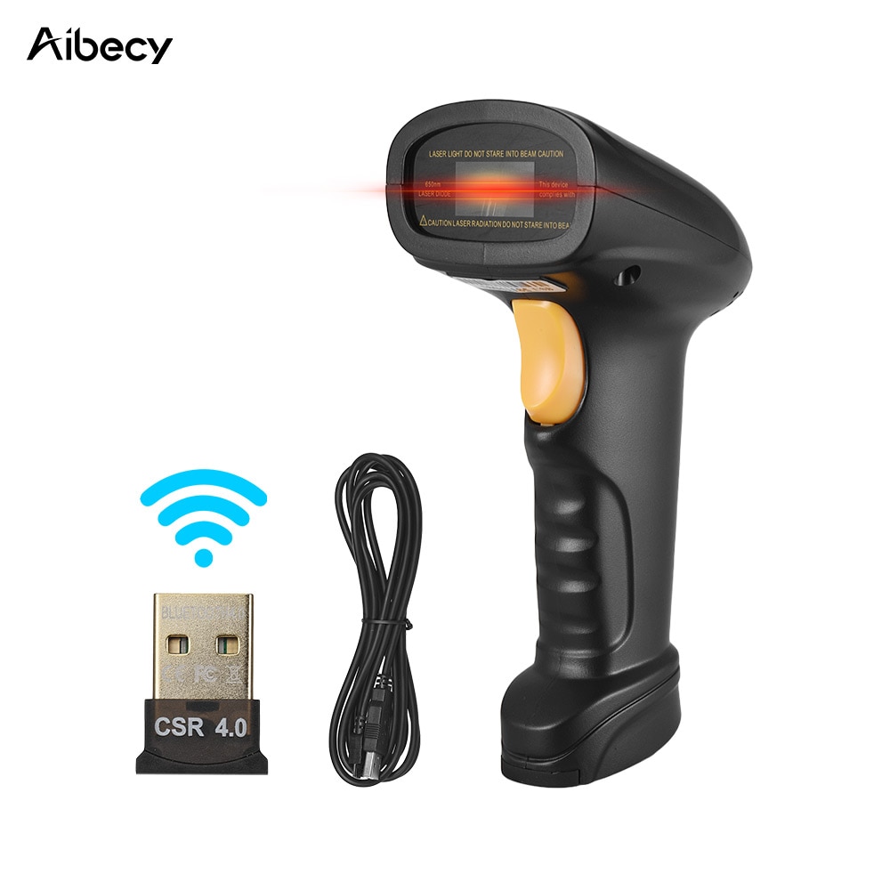 Aibecy BW3 Wireless & USB Wired 1D Barcode Scanner Handheld Bar Code Reader 30m/98ft Range with 3000 Inventory Memory