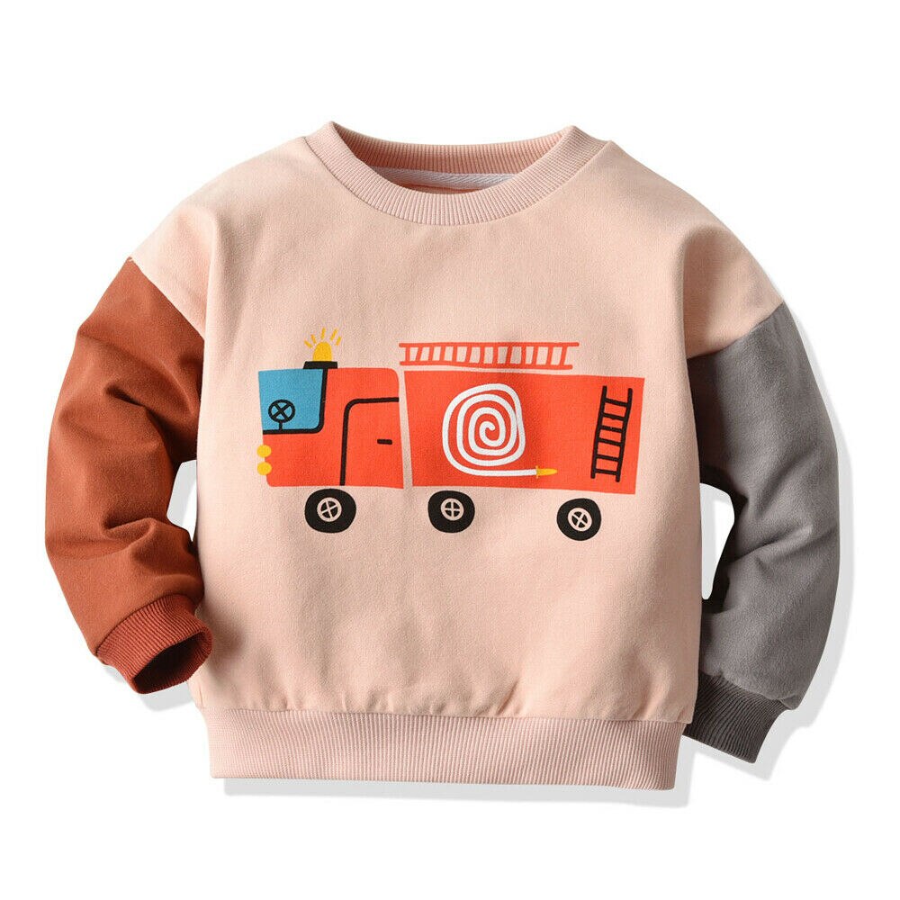 1-5Y Infant Kid Baby Meisje Jongen Sweatshirt Tops Winter Warme Trui Cartoon Auto Tops Outfits Kleding: Roze / 12m
