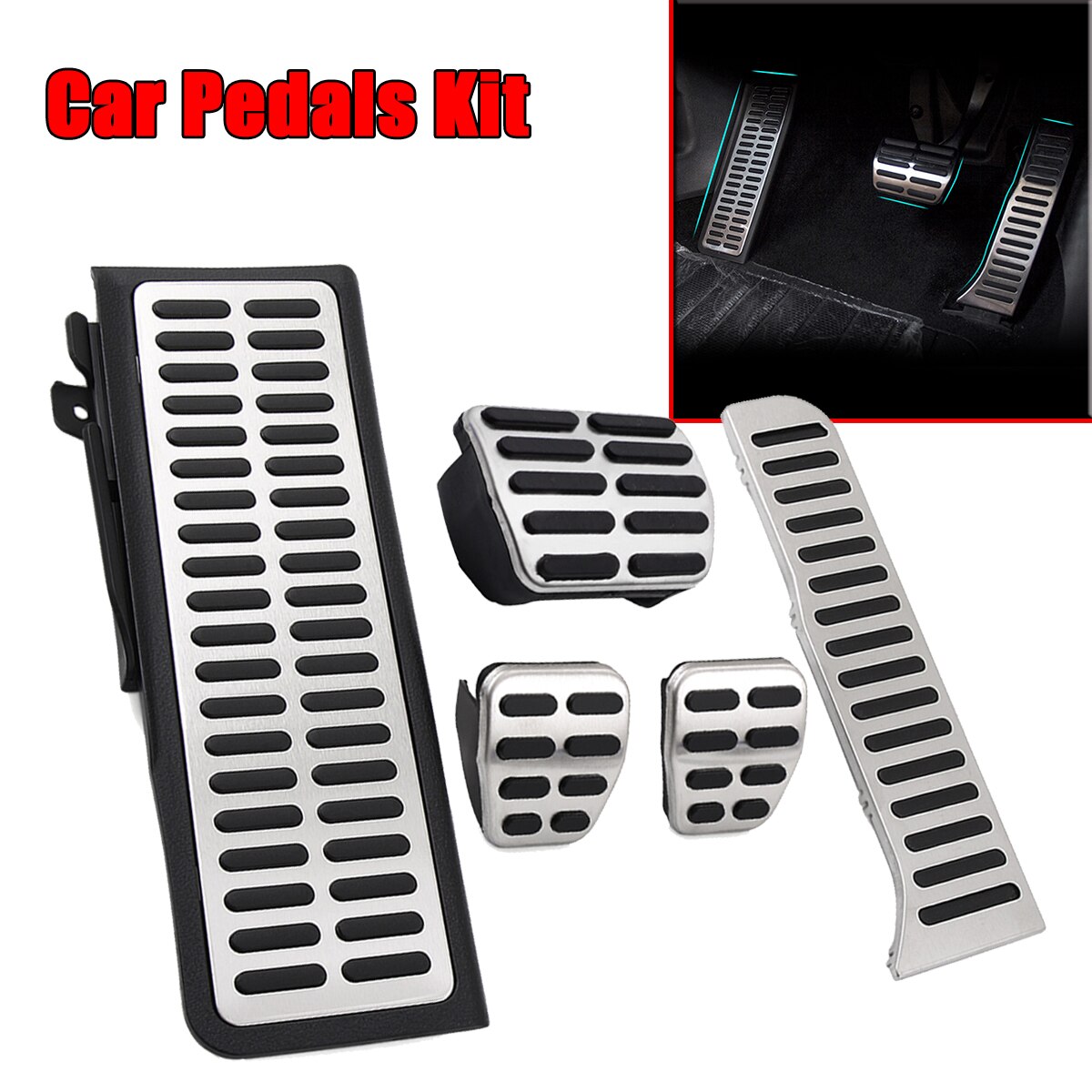 Car Footrest Gas Clutch Brake Pedal Cover Kit For VW Jetta Golf Scirocco Rabbit EOS Tiguan For Skoda Octavia For Seat Altea AT
