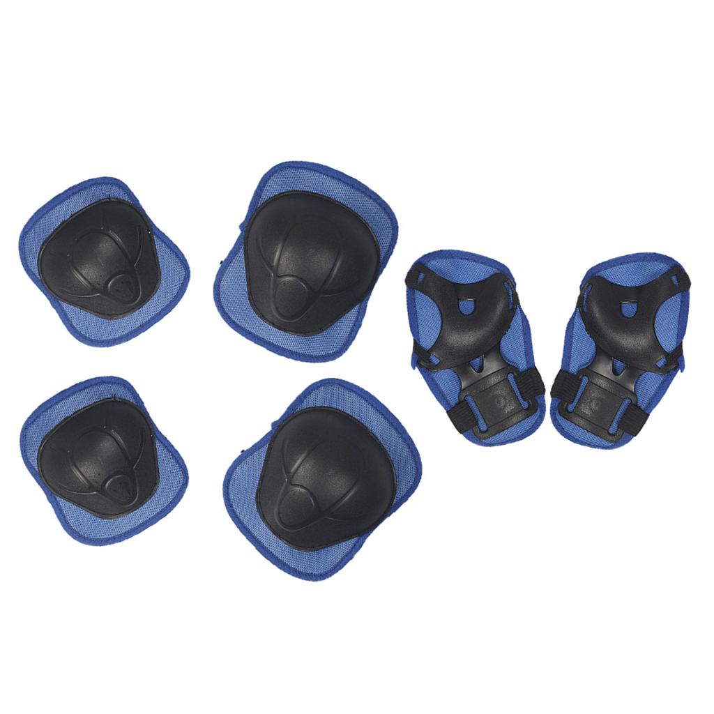 6/7Pcs Fietsen Roller Skate Ccooter Elleboog Pols Knie Pads Sport Veiligheid Beschermende Gear Guard Voor Kinderen Schaatsen fietsen: Blue 6Pcs