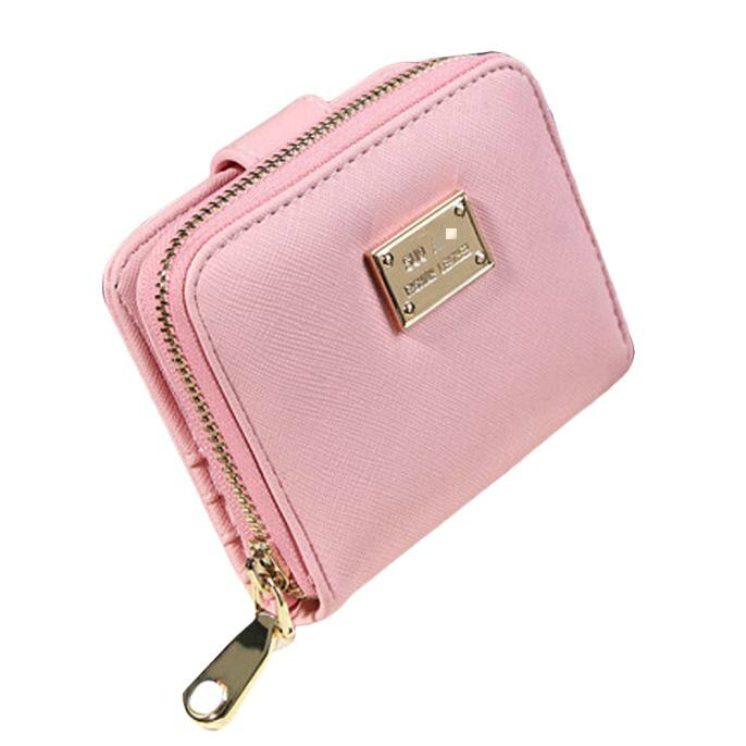 Del raccoglitore Della Signora Delle Donne Della Borsa Del Raccoglitore Della Frizione Breve Piccolo Supporto di Carta del Sacchetto verde nero rosa DELL'UNITÀ di elaborazione In Pelle con zip portafogli billetera mujer: Colore rosa