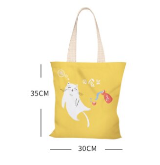 Japońskie małe świeże płótno damska torba na ramię kreskówka słodki kociak dużego ciężaru torba płócienna torba studencka płócienna torba: polerować