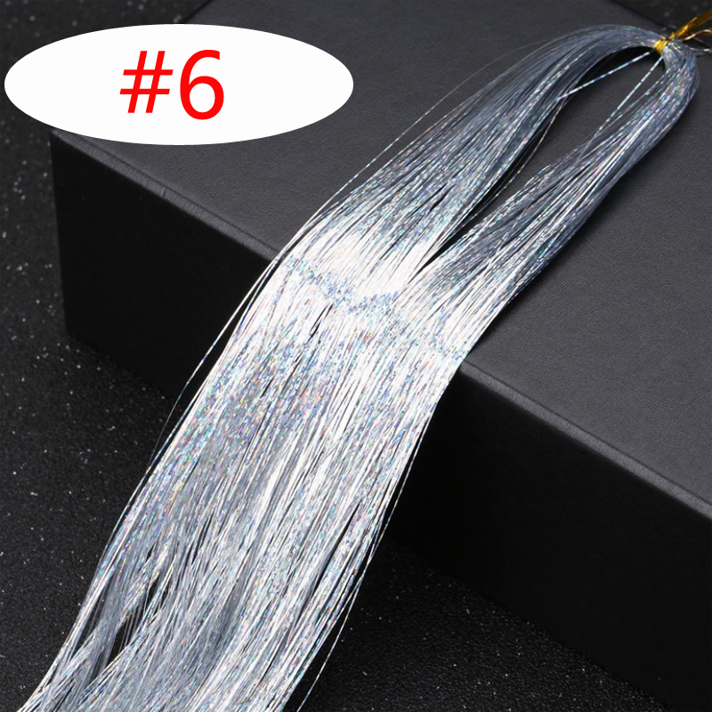 2 st/lot flerfärgat löshår glitter glitter highlights syntetiskt hårförlängning för hårflätningstillbehör: 6