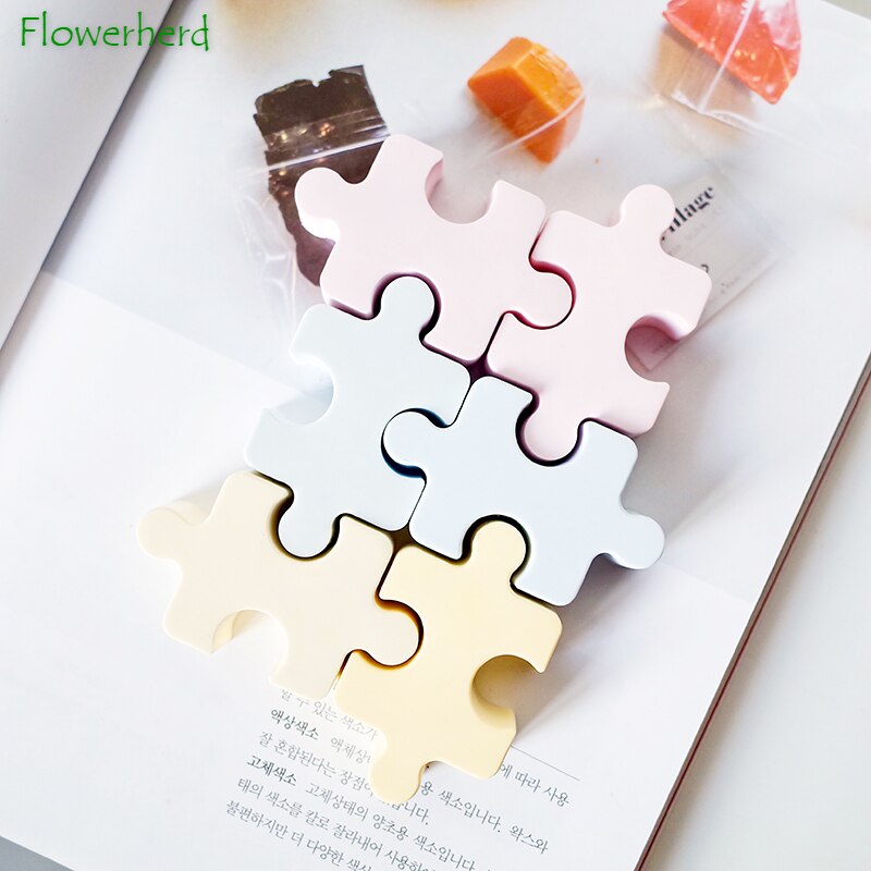 Puzzle molde de silicona para jabón, molde de resina para hacer jabón hecho a mano DIY, bandeja para cubitos de hielo, pastel, Chocolate, dulce, gelatina, pudín
