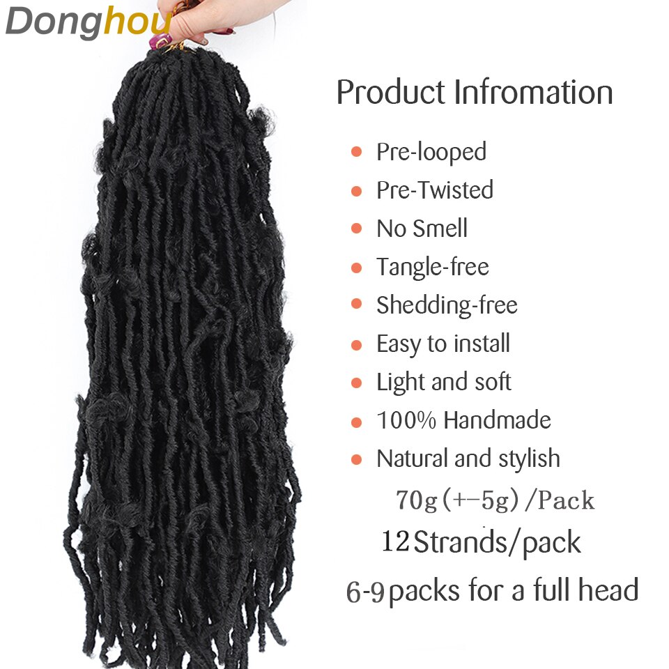 Donghou Ombre Butterfly Locs Crochet Hair Distressed Butterfly Locs Crochet Braids Goddess Pre Looped Long Locs Pre-Twist Braid