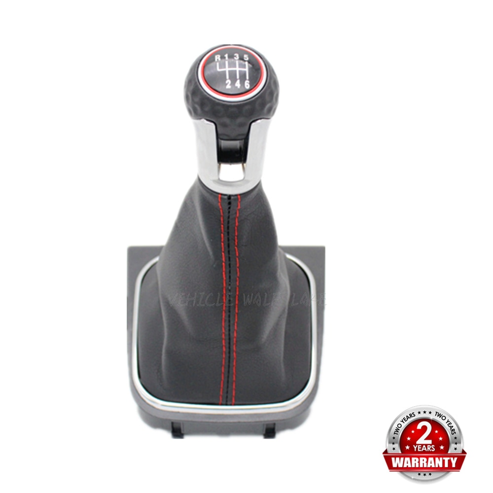 Pour VW Golf 5 MK5 R32 GTI 2004 2005 2006 2007 Voiture 6 Vitesses MT Pommeau de levier de vitesses Avec Cuir Guêtre Botte Ligne Rouge