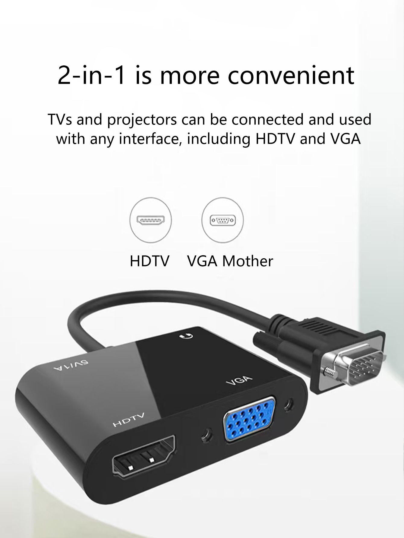 Vga til hdmi + vga dual-mode konverter, perfekt kompatibel med 1080p hd-video.