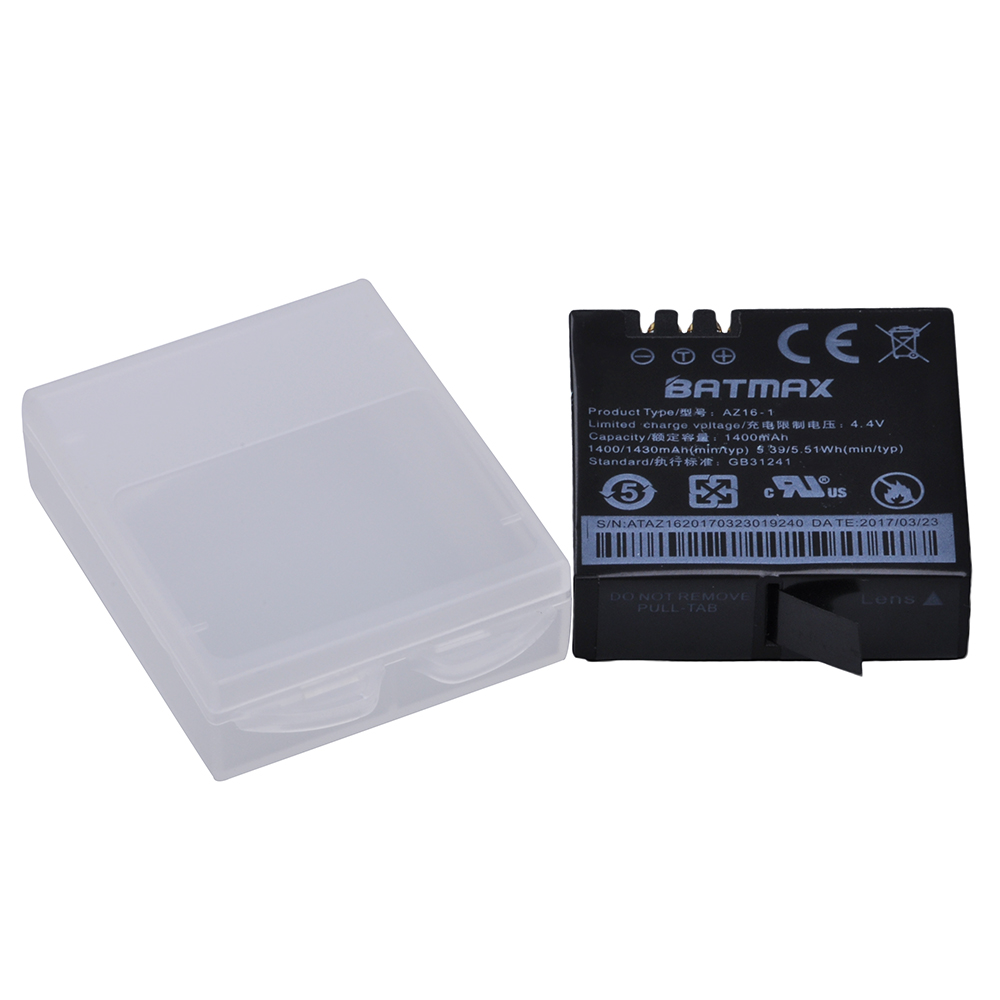 4Pcs 1400mAh Xiaomi Yi 4K II AZ16-1 Rechargeable Replacement Batteries for XiaoYi 4K 2 Action Camera II Xiaomi Yi Accessories
