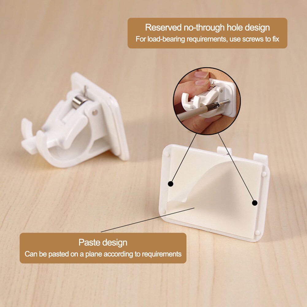 4Pcs Zelfklevende Douchegordijn Clip Bevestiging Staaf Houder Gordijn Pole Muur Beugels Handdoek Staaf Voor Keuken Tuin opslag