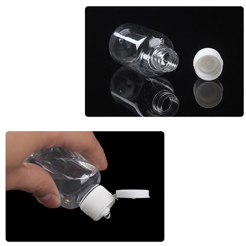 10 stuks 50ml lege plastic monsterflesjes, potjes, flesjes met klapdeksel, perfect voor verzachtende water-douchegel-emulsie