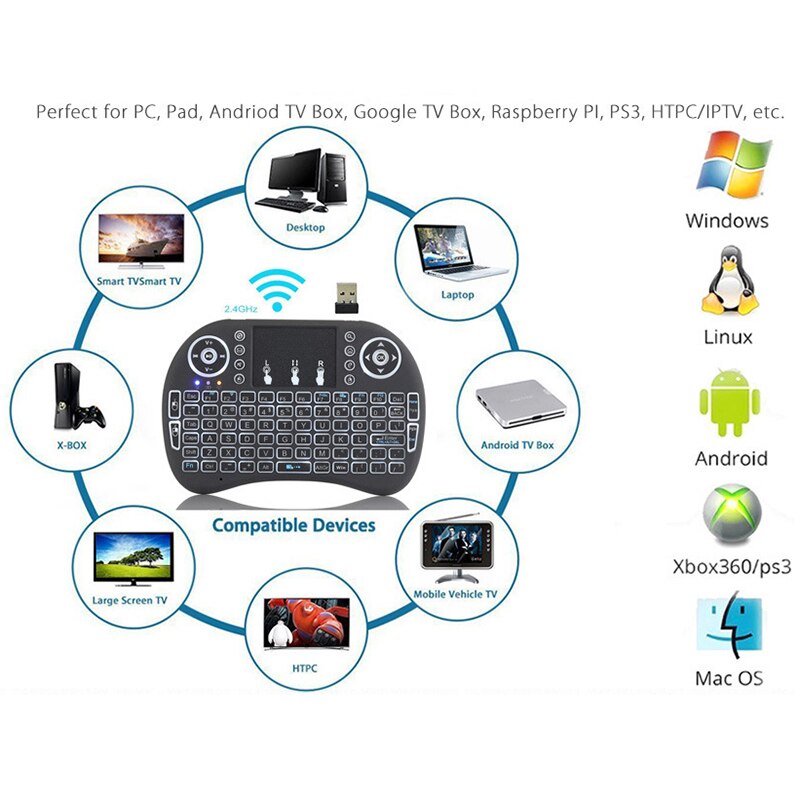 Three-color backlight mini keyboard touch-control flying mouse 2.4G mini keyboard wireless Bluetooth keyboard