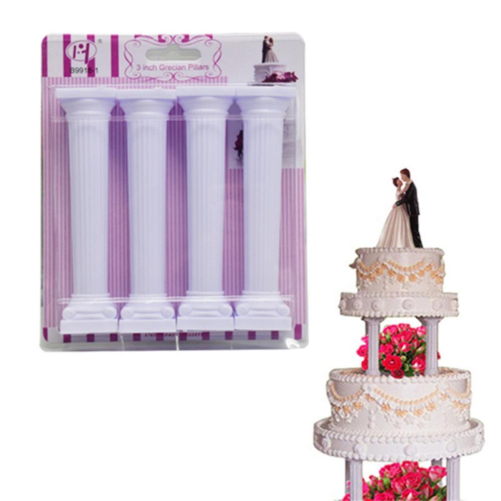 4PCS White Roman Pillars Wedding Cake stand fondant cake tools Support Mold Valentine's Day Wedding Cake Decoration tools