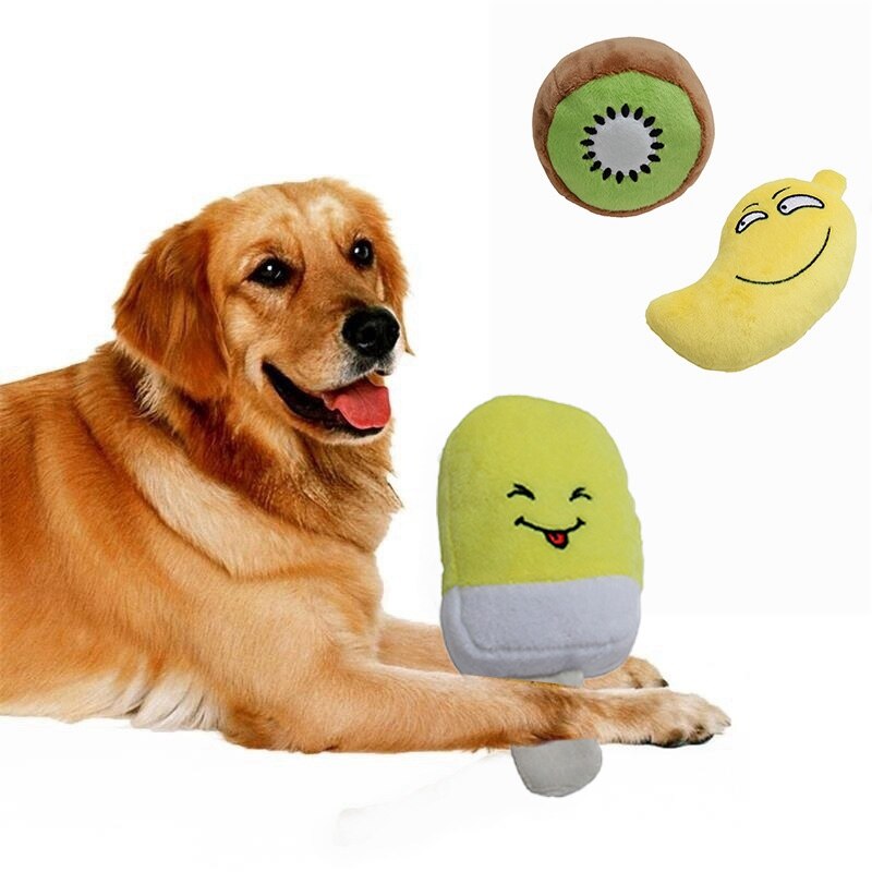 Plush Fruit Shaped Squeaky Chew Toy Interactive Pet Molar Toy For Dogs To Relieve Stress Pet Plush Fruit Sounding Toy