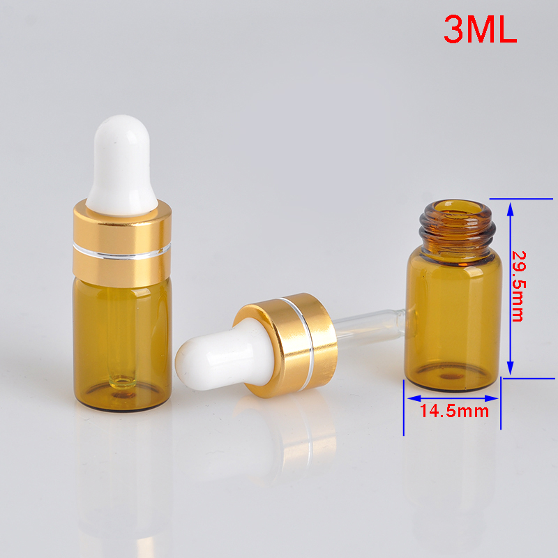 1pc 3ml tom dråbeflaske rav æterisk olie glas til massagepipetteflasker, der kan genopfyldes med ren dråberejse