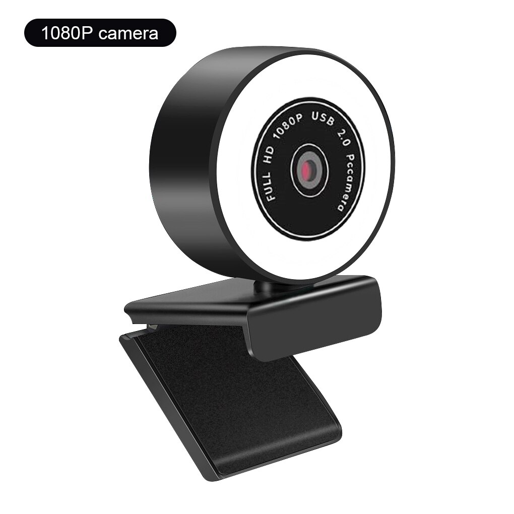 1080P Web Camera USB LED Computer Camera Adjustable White 5500K Video Webcam with Microphone for PC Twitch Skype OBS Steam: 1080P without tripod