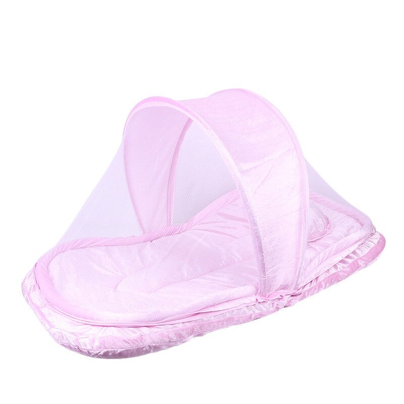 MOTOHOOD Foldable Baby Crib Mosquito Netting Portable Newborn Baby Bed Mosquito Net with Pillow Infant Kids Tent 85*50*40cm: Pink