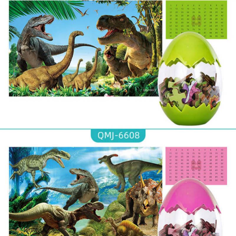 60pcs Wooden Christmas Dinosaur Puzzle Toy Dinosaur Egg Packaging 3D Mini Puzzle Board Decoration Toy