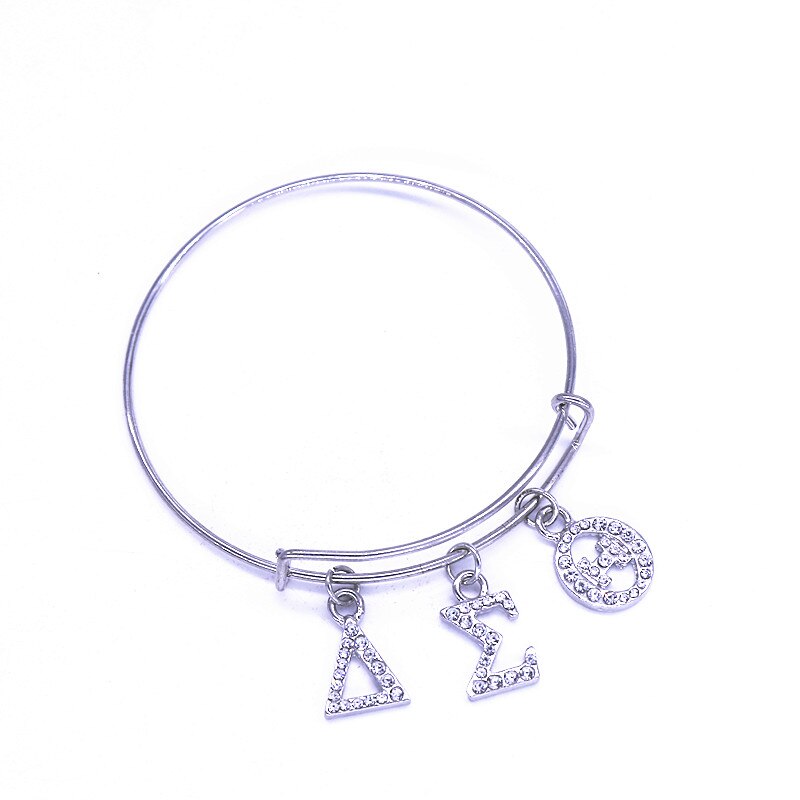 Trasporto di goccia elegante metallo intarsiato diamante sorellanza Club lettera greca braccialetti Delta rossi regolabili