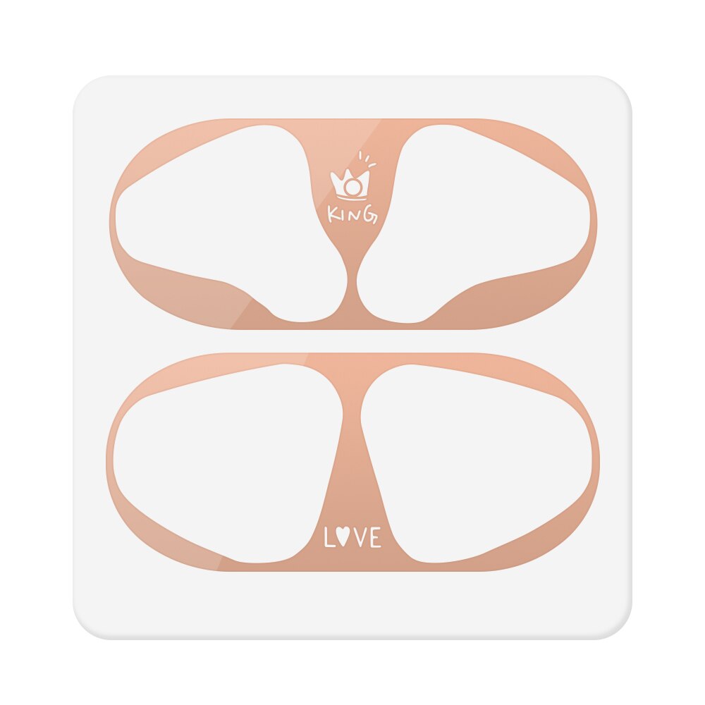 Etiqueta protectora de polvo de Metal para Airpods 2 1 pegatina protectora de piel para auriculares Airpods de Apple: Rose-01