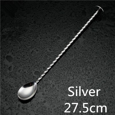 27.5Cm Rvs Cocktail Bar Lepel Disc Staart Drink Mixer Bar Mengen: Silver 27.5cm