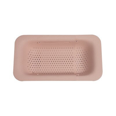 Retractable Wash Kitchen Sink Amoy Kitchen Sink Drain Basket Rectangular Plastic Fruit Plate Household Kitchen Sink Wash Dishes: Light Pink