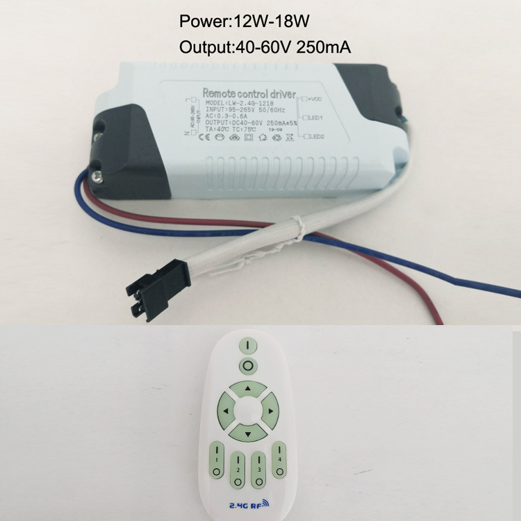 Justering af farvetemperatur og dæmpbar led transformer 2.4g fjernbetjening led driver isoleret og sikker intelligent strømforsyning: 12-18w