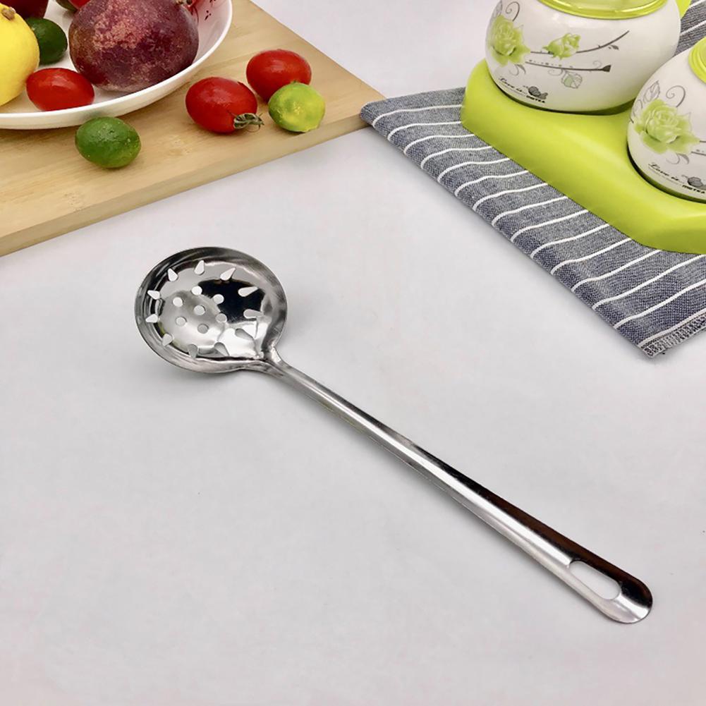 Soup Ladle Colander Spoon High Temperature Resistant Long Handle Stainless Steel Hanging Pot Scoop for Kitchen