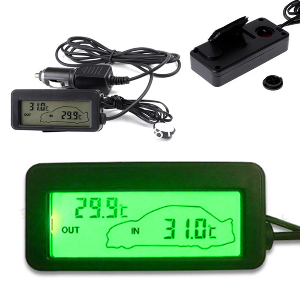 Termómetro Digital para coche, dispositivo con pantalla LCD, para interior y exterior, con Cable de 1,5 m, 12V