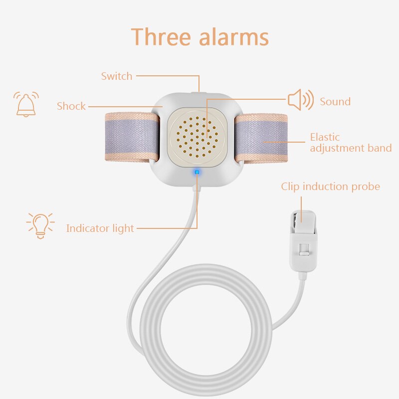 Professionele Arm Slijtage Bedplassen Sensor Alarm Voor Baby Peuter Volwassenen Zindelijkheidstraining Natte Herinnering Slapen Enuresis Plas