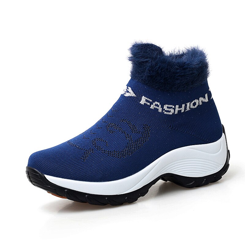 Tenis Feminino Women Tennis Shoes Plush Warm Female Gym Sport Shoes Breathable Mesh Trainers Lady Flat Sneakers Zapatos Mujer: Blue / 5