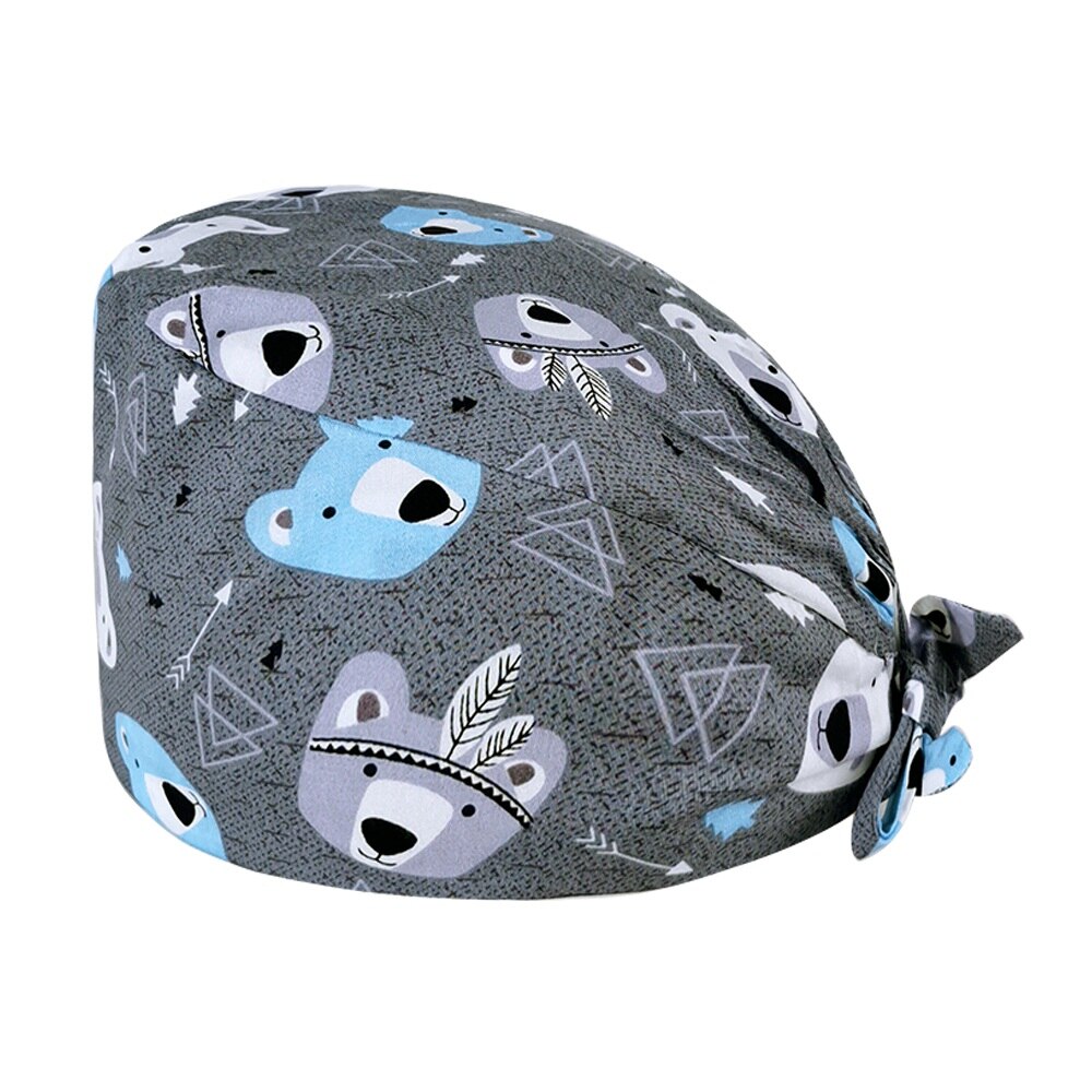 Cartoon dierenpatroon print unisex mat pet laboratorium dierenwinkel werkende verpleegster hoed ziekenhuis dokter operatie pet: 12053